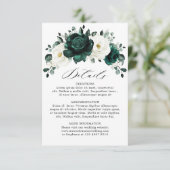 Emerald Greenery Eucalyptus White Floral Wedding Informatiekaartje (Staand voorkant)