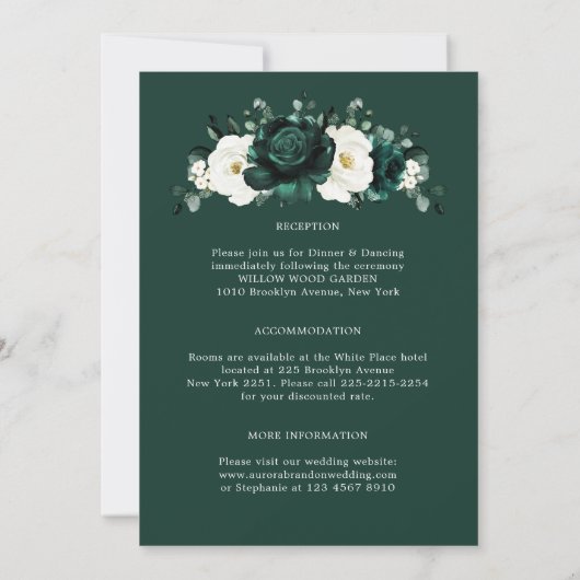 Emerald Greenery Eucalyptus White Floral Wedding Kaart (Achterkant)