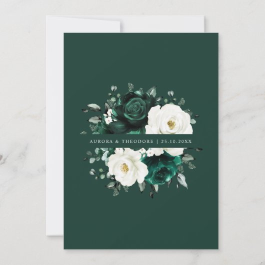 Emerald Greenery Eucalyptus White Floral Wedding Kaart (Achterkant)