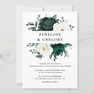 Emerald Greenery Eucalyptus White Floral Wedding Kaart