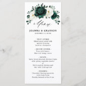 Emerald Greenery Eucalyptus White Floral Wedding Menu (Voorkant)
