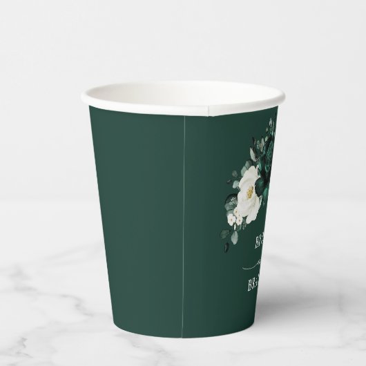 Emerald Greenery Eucalyptus White Floral Wedding P Papieren Bekers (Rechts)