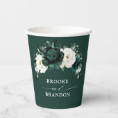 Emerald Greenery Eucalyptus White Floral Wedding P Papieren Bekers (Voorkant)