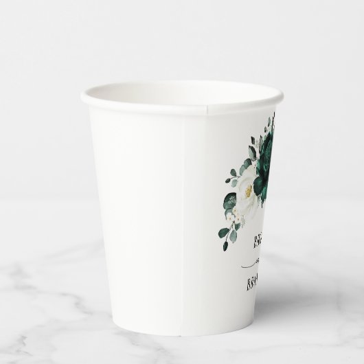 Emerald Greenery Eucalyptus White Floral Wedding Papieren Bekers (Rechts)