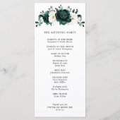 Emerald Greenery Eucalyptus White Floral Wedding Programmakaart (Achterkant)