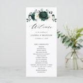Emerald Greenery Eucalyptus White Floral Wedding Programmakaart (Staand voorkant)
