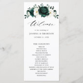 Emerald Greenery Eucalyptus White Floral Wedding Programmakaart (Voorkant)