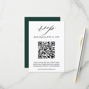 Emerald Greenery Eucalyptus White Floral Wedding R RSVP Kaartje