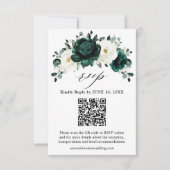 Emerald Greenery Eucalyptus White Floral Wedding R RSVP Kaartje (Voorkant)