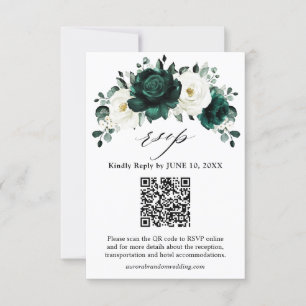Emerald Greenery Eucalyptus White Floral Wedding R RSVP Kaartje