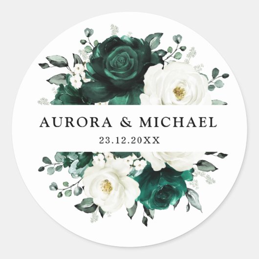Emerald Greenery Eucalyptus White Floral Wedding Ronde Sticker (Voorkant)