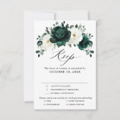 Emerald Greenery Eucalyptus White Floral Wedding RSVP Kaartje (Voorkant)