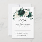 Emerald Greenery Eucalyptus White Floral Wedding RSVP Kaartje (Voorkant)