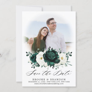 Emerald Greenery Eucalyptus White Floral Wedding Save The Date