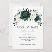 Emerald Greenery Eucalyptus White Floral Wedding Save The Date (Voorkant)