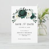 Emerald Greenery Eucalyptus White Floral Wedding Save The Date (Staand voorkant)