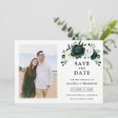 Emerald Greenery Eucalyptus White Floral Wedding Save The Date (Staand voorkant)
