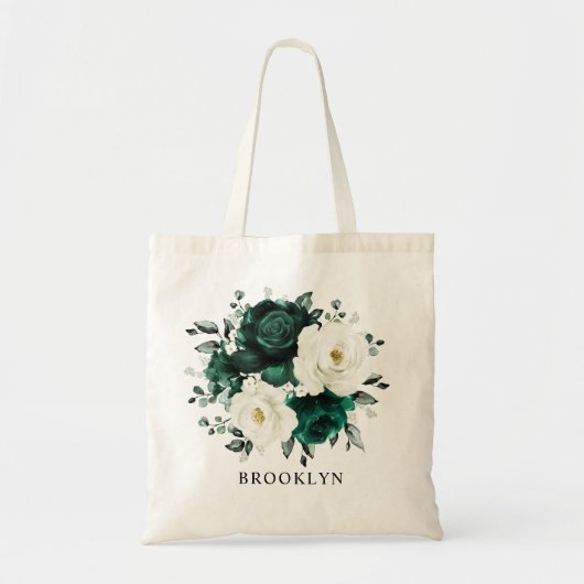 Emerald Greenery Eucalyptus White Floral Wedding Tote Bag (Voorkant)