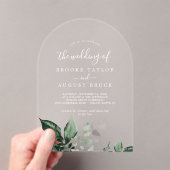 Emerald Greenery Eucalyptus White Mountain Wedding Acryl Uitnodigingen (Insitu (Draagbaar))
