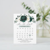 Emerald Greenery Eucalyptus White Save the Date Briefkaart (Staand voorkant)