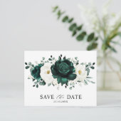 Emerald Greenery Eucalyptus White Save the Date Briefkaart (Staand voorkant)