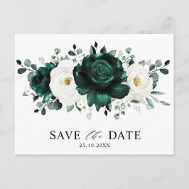 Emerald Greenery Eucalyptus White Save the Date Briefkaart
