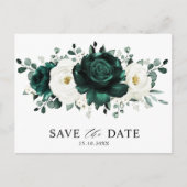 Emerald Greenery Eucalyptus White Save the Date Briefkaart (Voorkant)