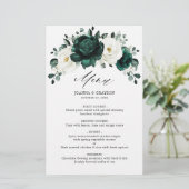 Emerald Greenery Eucalyptus White Wedding Menu (Staand voorkant)