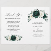 Emerald Greenery Eucalyptus White Wedding Programm (Voorkant)