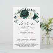 Emerald Greenery Eucalyptus White Wedding Programm (Staand voorkant)