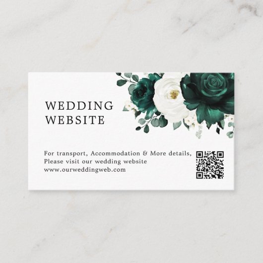 Emerald Greenery Eucalyptus White Wedding Website Informatiekaartje (Voorkant)