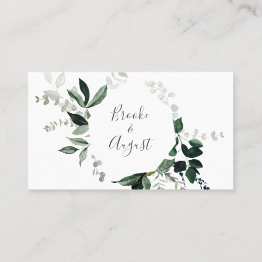 Emerald Greenery Flat Wedding Plaatskaartje (Achterkant)