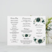 Emerald Greenery Floral Wedding Tri-Fold Programme (Staand voorkant)