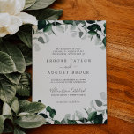 Emerald Greenery Formal Wedding Kaart<br><div class="desc">Deze smaragdgroene officiële trouwuitnodiging is perfect voor een boho bruiloft. Het elegante maar rustige ontwerp is voorzien van rooddonkergroene waterverf bladeren en eucalyptus met een modern boeienbos.</div>