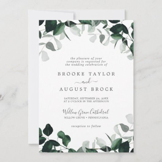 Emerald Greenery Formal Wedding Kaart (Voorkant)