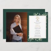 Emerald Greenery Gold Law School Afstuderen Foto Kaart (Voorkant / Achterkant)