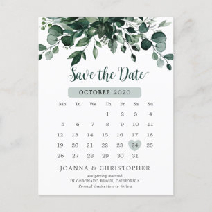 Emerald Greenery Green Eucalyptus Save the date Briefkaart