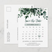 Emerald Greenery Green Eucalyptus Save the date Briefkaart (Voorkant / Achterkant)