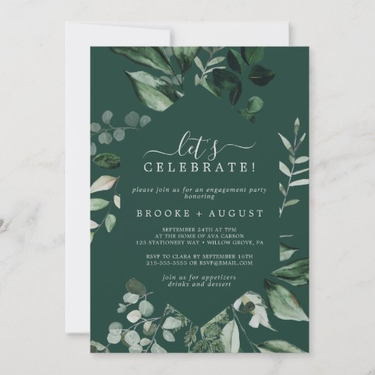 Emerald Greenery | Green Let's Celebrate Kaart (Voorkant)