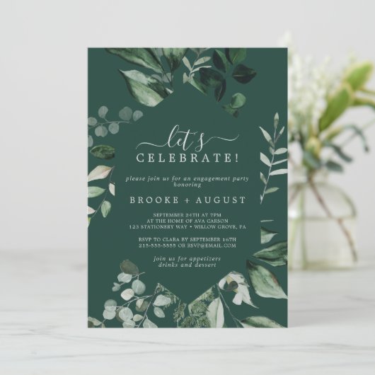 Emerald Greenery | Green Let's Celebrate Kaart (Staand voorkant)