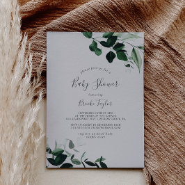 Emerald Greenery | Grijze Baby shower Kaart