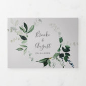 Emerald Greenery | Grijze fotobruiloft in één keer Drieluik Uitnodiging (Cover)