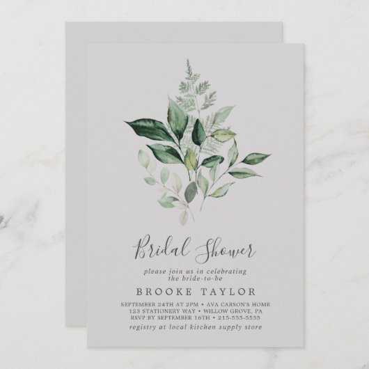 Emerald Greenery | Grijze Vrijgezellenfeest Kaart (Voorkant / Achterkant)