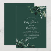 Emerald Greenery | Groen Baby shower Kaart (Voorkant / Achterkant)