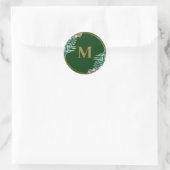 Emerald Greenery | Groene monogram envelop Ronde Sticker (Tas)