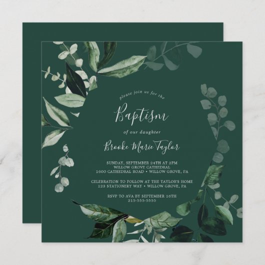 Emerald Greenery | Groene vierkant amusement Kaart (Voorkant / Achterkant)