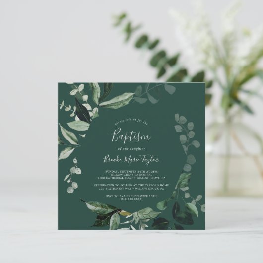 Emerald Greenery | Groene vierkant amusement Kaart (Staand voorkant)