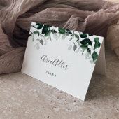 Emerald Greenery Guest Name Wedde Place Card Kaart