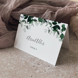 Emerald Greenery Guest Name Wedde Place Card Kaart