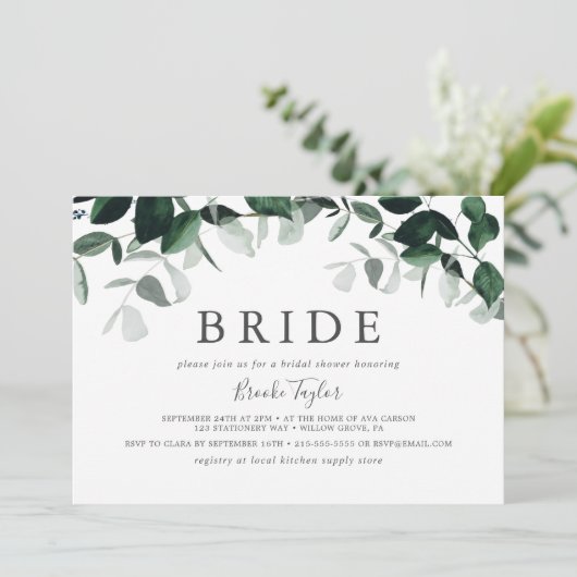 Emerald Greenery Horizontal Bride Vrijgezellenfees Kaart (Staand voorkant)